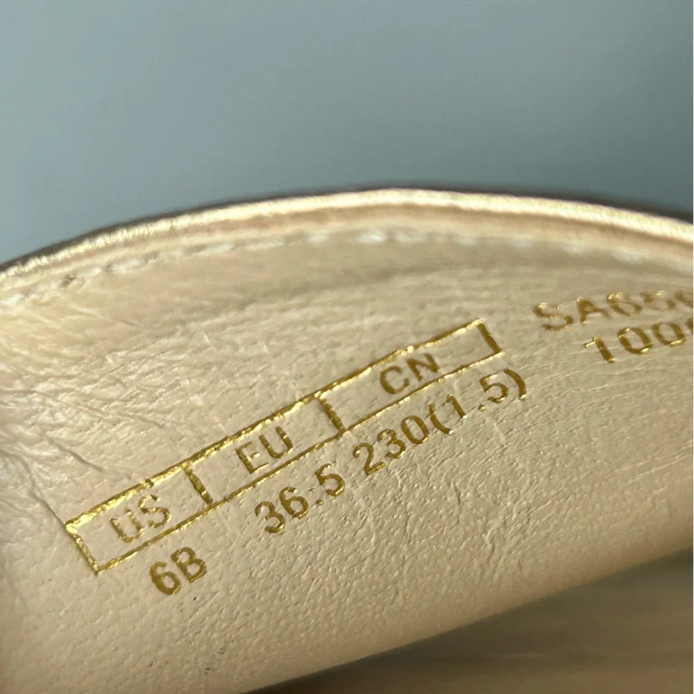 Stuart Weitzman Gold Wedge Platform Slides Size 6 - Picture 10 of 14
